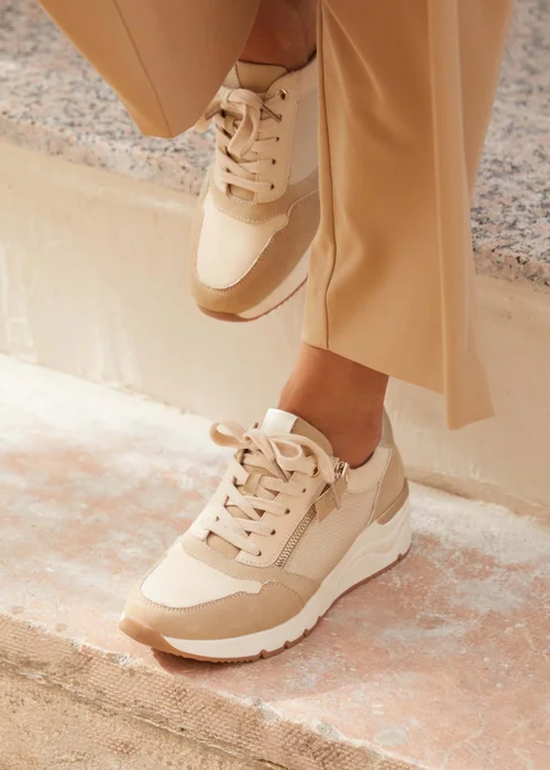 Linzi Luca Nude Wedge Trainers - 3 Image 1