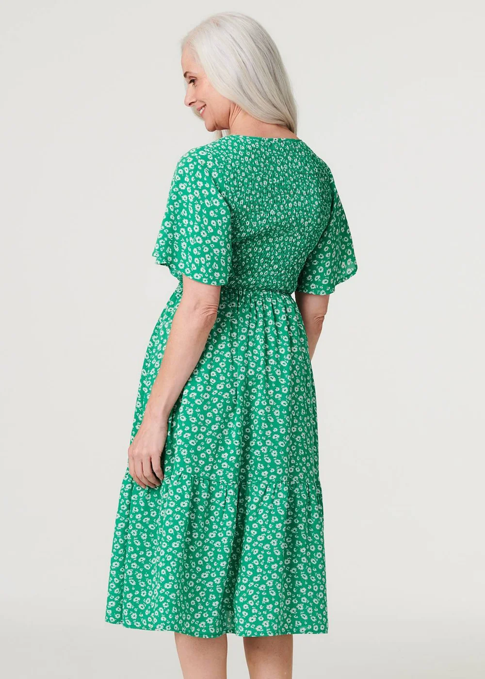 Izabel London Green Ditsy Floral Midi Smock Dress - 8 Image 2