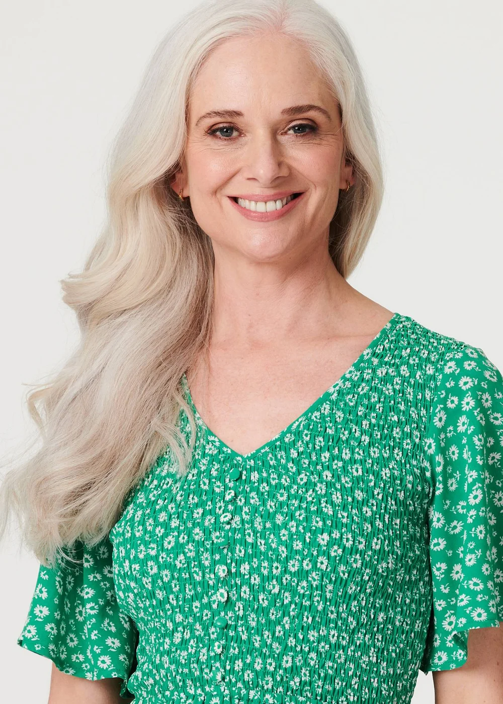 Izabel London Green Ditsy Floral Midi Smock Dress - 8 Image 3
