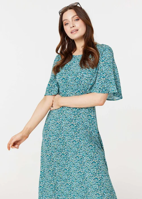 Izabel London Light Green Ditsy Floral 1/2 Sleeve Midi Dress - 8 Image 4