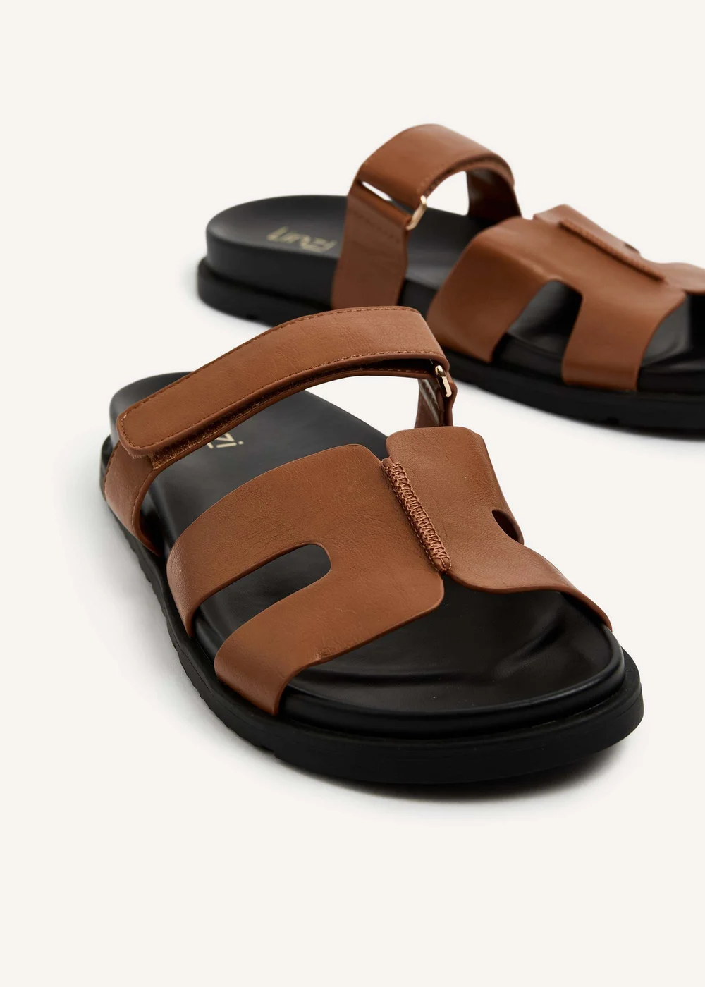 Linzi Emmy Tan Faux Leather Sandals - 3 Image 5