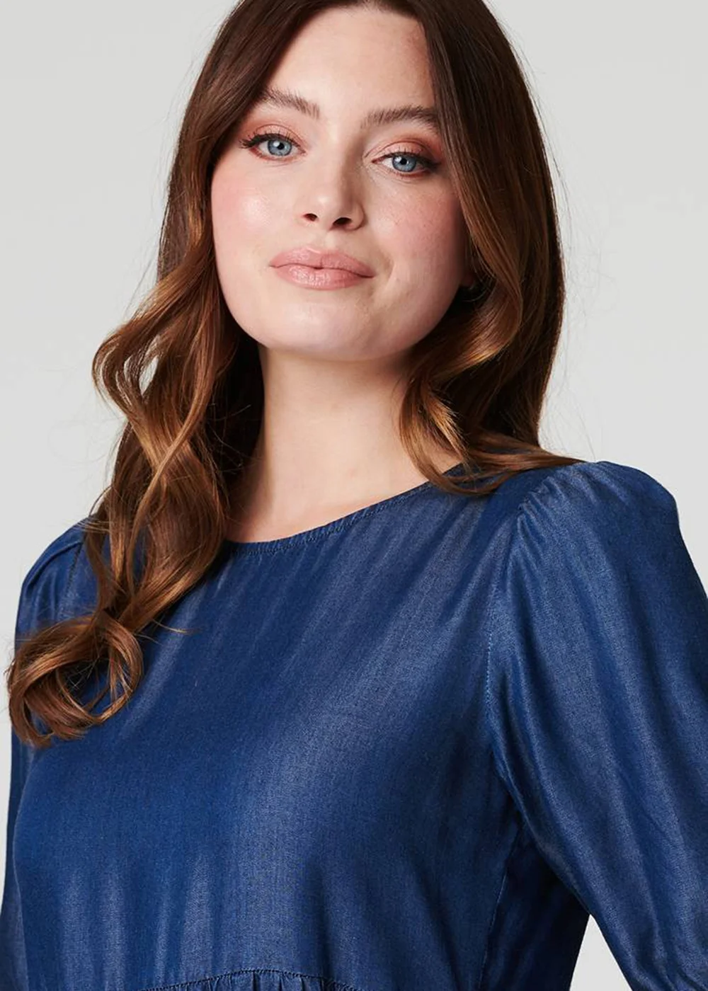Izabel London Blue Tiered 1/2 Puff Sleeve Midi Dress - 8 Image 3