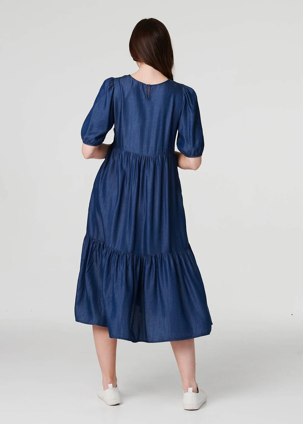 Izabel London Blue Tiered 1/2 Puff Sleeve Midi Dress - 8 Image 2