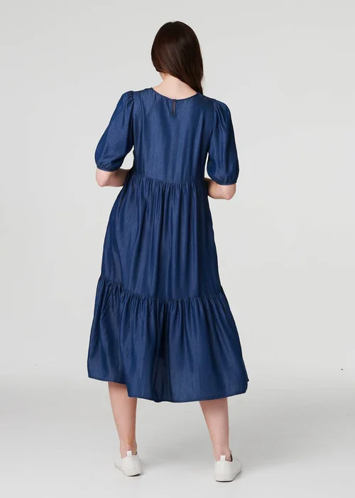 Izabel London Blue Tiered 1/2 Puff Sleeve Midi Dress - 8 Image 2