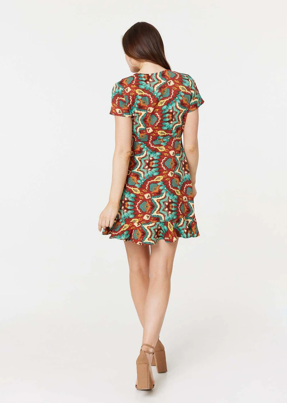 Izabel London Red Printed Ruffle Front Wrap Dress - 8 Image 2