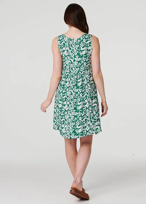 Izabel London Green Printed Sleeveless Swing Dress - 8 Image 2