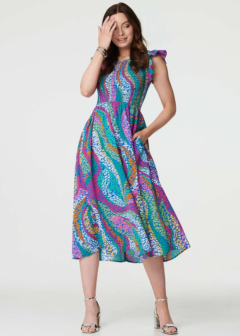Izabel London Green Floral Ruched Front Maxi Dress - 8 Image 4