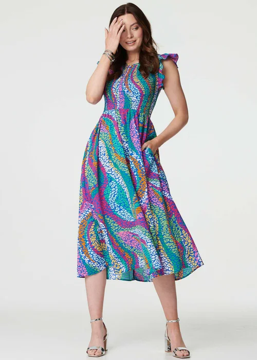 Izabel London Green Floral Ruched Front Maxi Dress - 8 Image 4