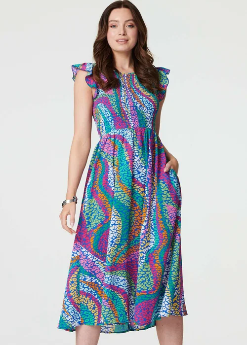 Izabel London Green Floral Ruched Front Maxi Dress - 8 Image 1