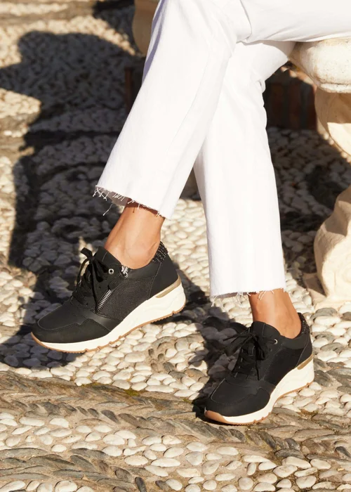 Linzi Luca Black Wedge Trainers - 3 Image 1
