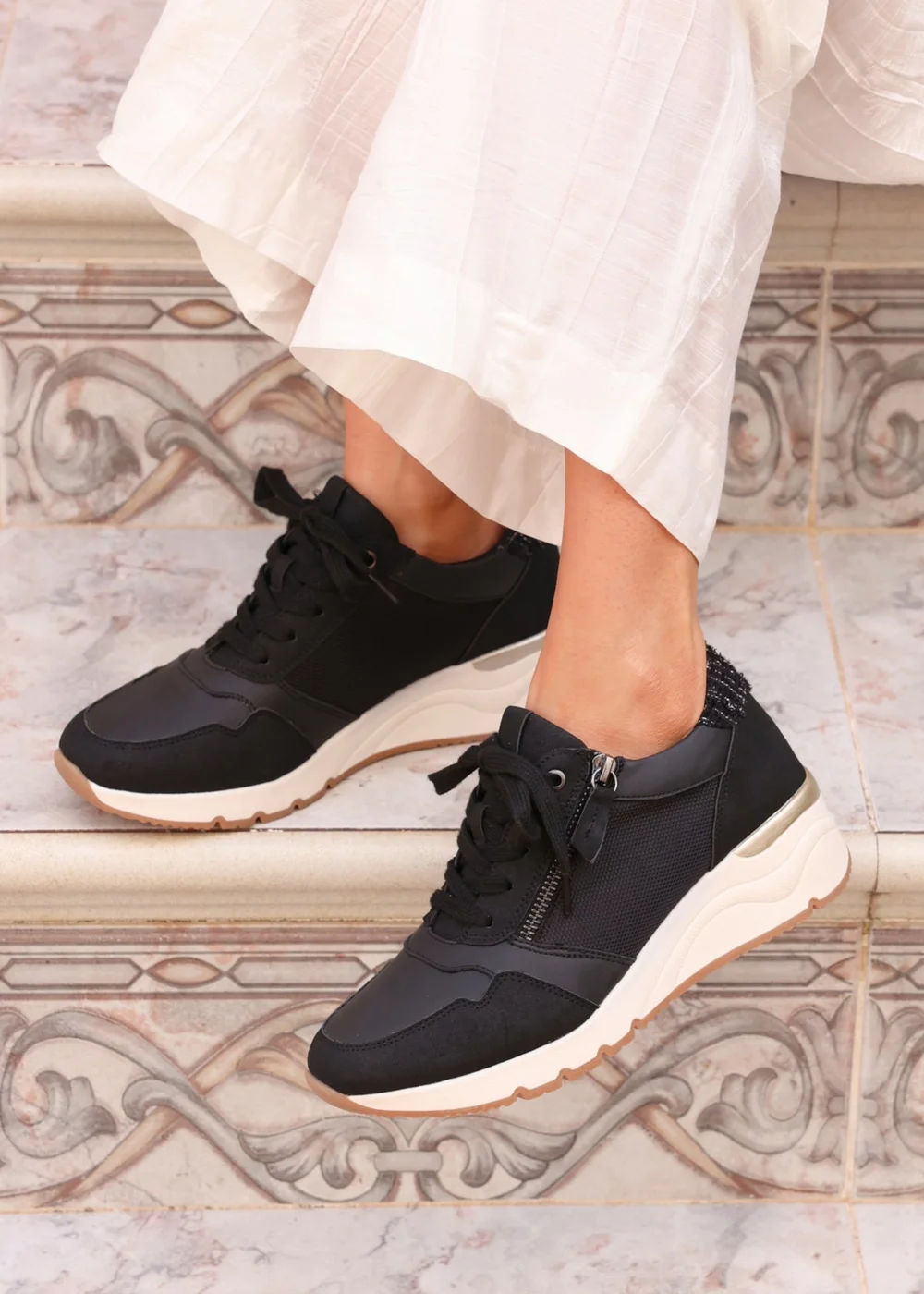 Linzi Luca Black Wedge Trainers - 3 Image 6