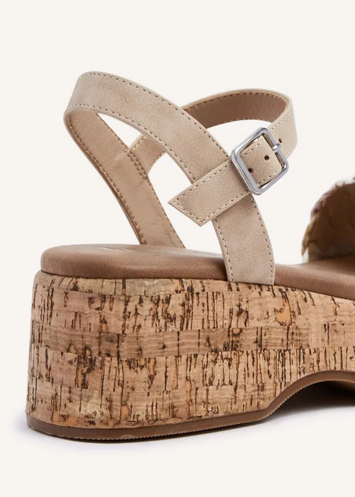 Linzi Dannie Neutral Weaved Cork Wedged Flatform - 3 Image 5