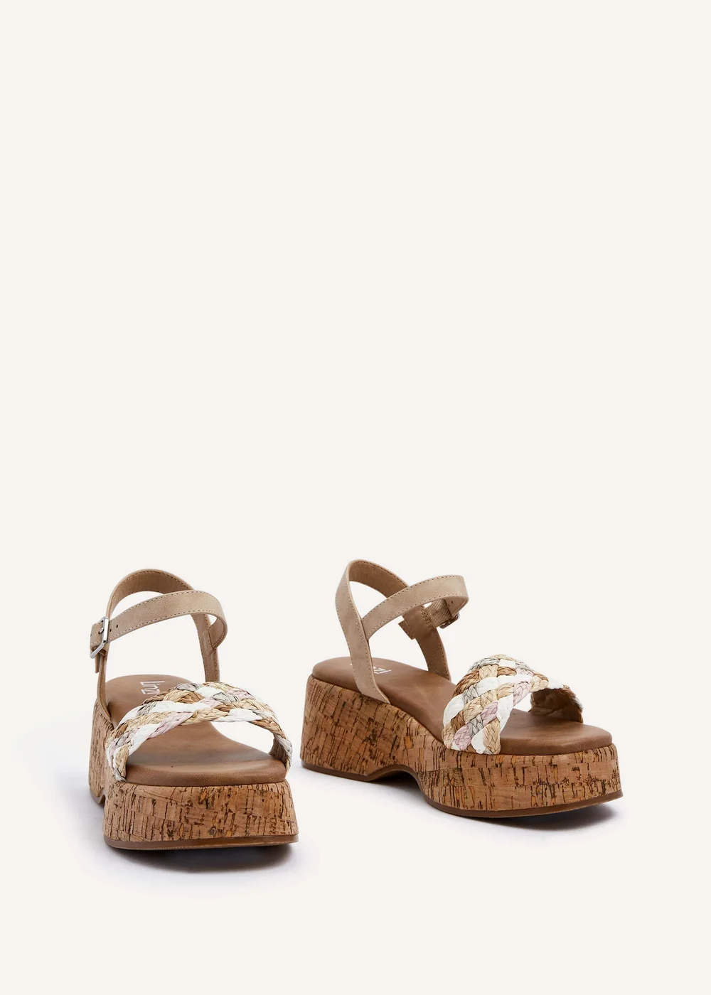 Linzi Dannie Neutral Weaved Cork Wedged Flatform - 3 Image 3