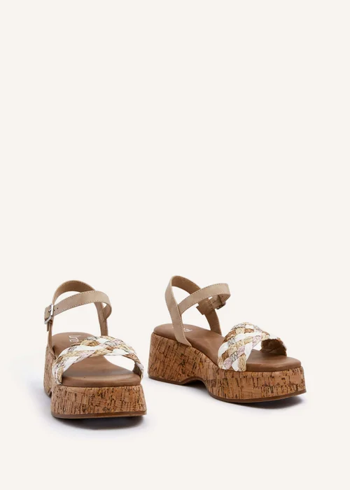 Linzi Dannie Neutral Weaved Cork Wedged Flatform - 3 Image 3