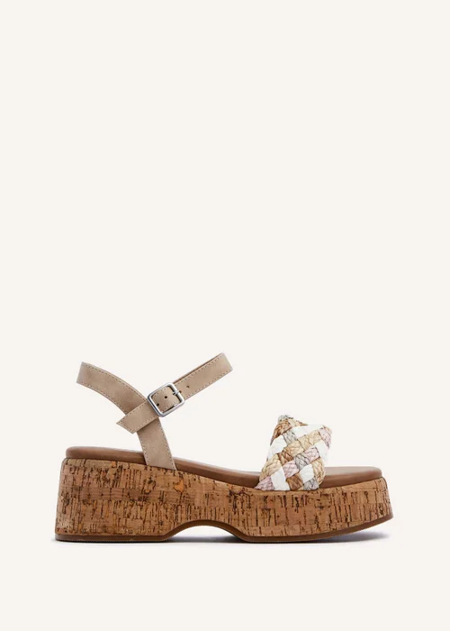 Linzi Dannie Neutral Weaved Cork Wedged Flatform - 3 Image 2