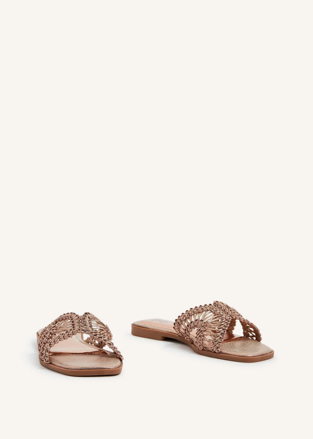 Linzi Kalina Rose Gold Faux Leather Knitted Slider Sandal - 3 Image 3