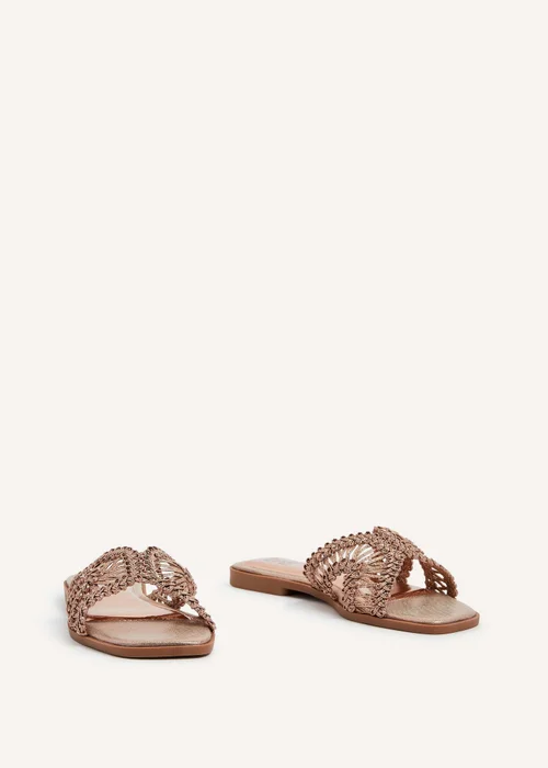 Linzi Kalina Rose Gold Faux Leather Knitted Slider Sandal - 3 Image 3