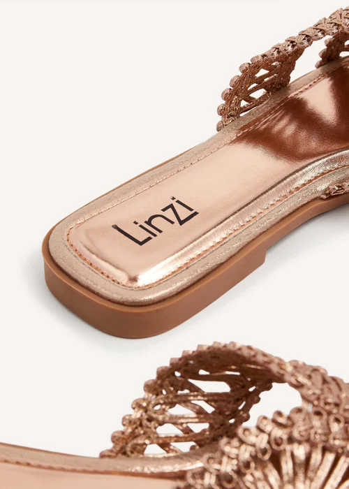 Linzi Kalina Rose Gold Faux Leather Knitted Slider Sandal - 3 Image 4