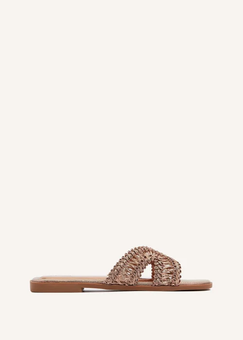 Linzi Kalina Rose Gold Faux Leather Knitted Slider Sandal - 3 Image 2