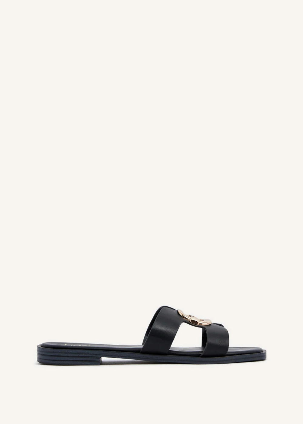 Linzi Vida Black Faux Leather Flat Sandal - 3 Image 2