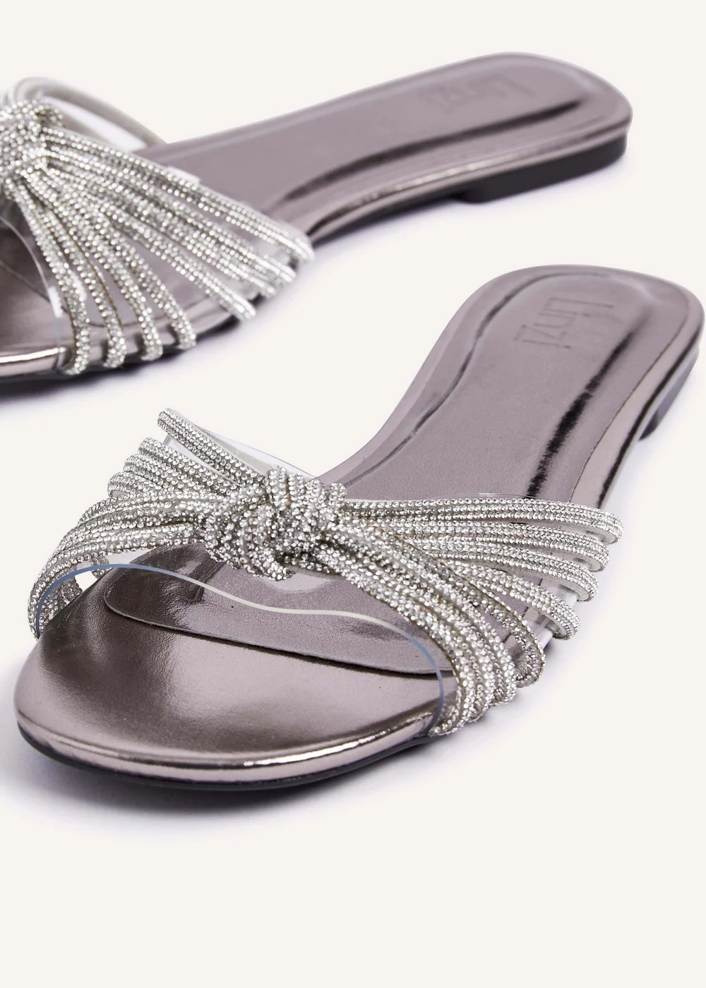 Linzi Monica Silver Faux Leather Diamante Knotted Sandal - 3 Image 4