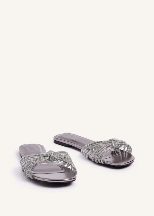 Linzi Monica Silver Faux Leather Diamante Knotted Sandal - 3 Image 3