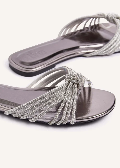 Linzi Monica Silver Faux Leather Diamante Knotted Sandal - 3 Image 5