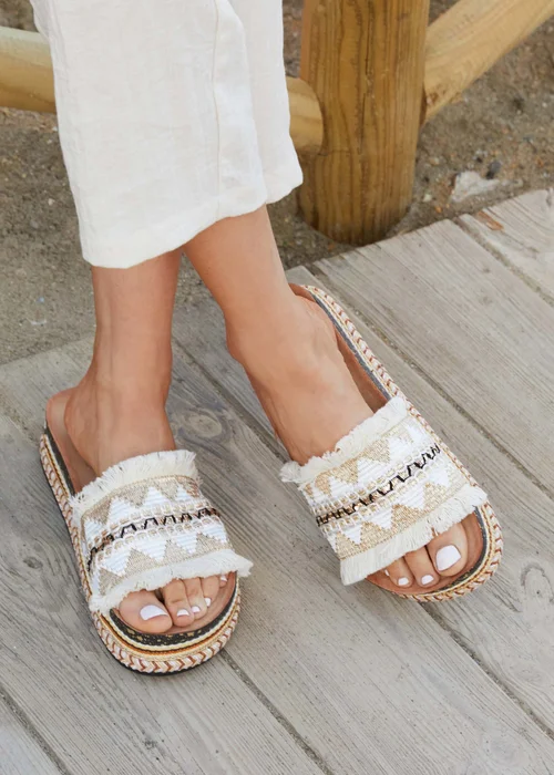 Linzi Janelle Neutral Flatform Slip On Sandal - 3 Image 1