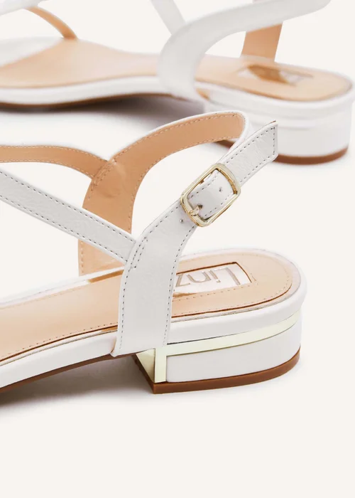 Linzi Lavish White T-Bar Low Block Heeled Sandals - 3 Image 5