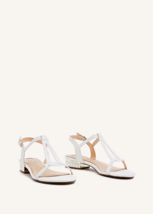 Linzi Lavish White T-Bar Low Block Heeled Sandals - 3 Image 3