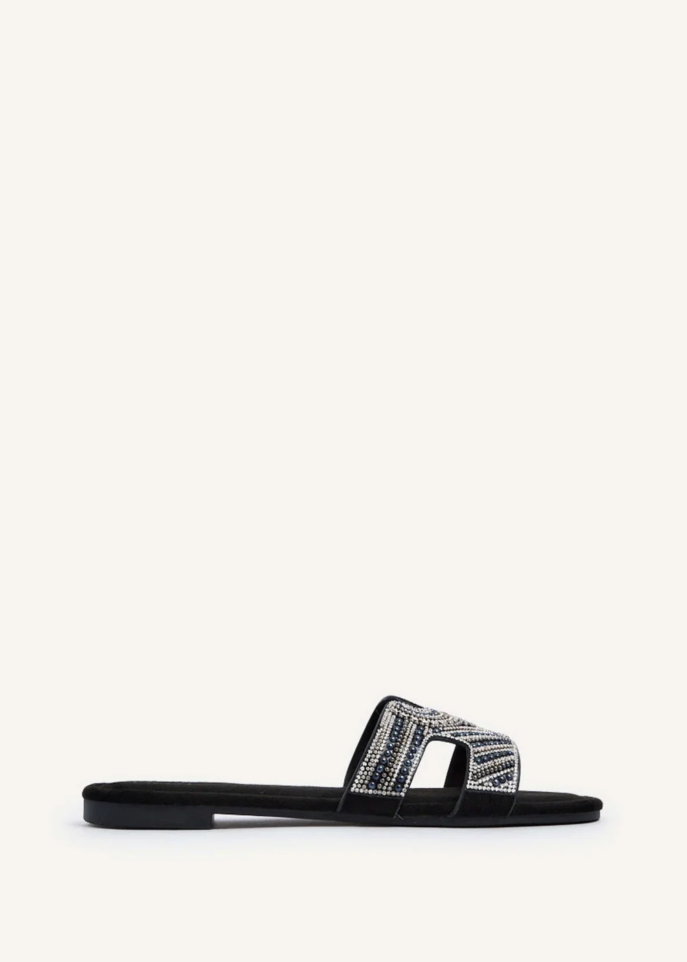 Linzi Indira Black Suede Aztec Design Embellished Slider Sandal - 3 Image 2