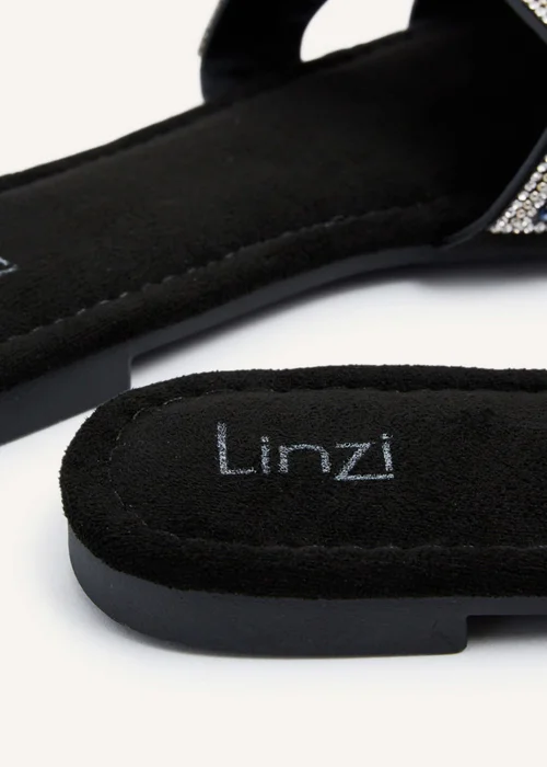 Linzi Indira Black Suede Aztec Design Embellished Slider Sandal - 3 Image 5