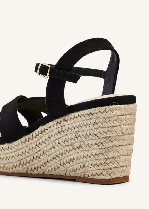 Linzi Vision Black Faux Suede Crossover Rope Detail Wedge - 3 Image 5