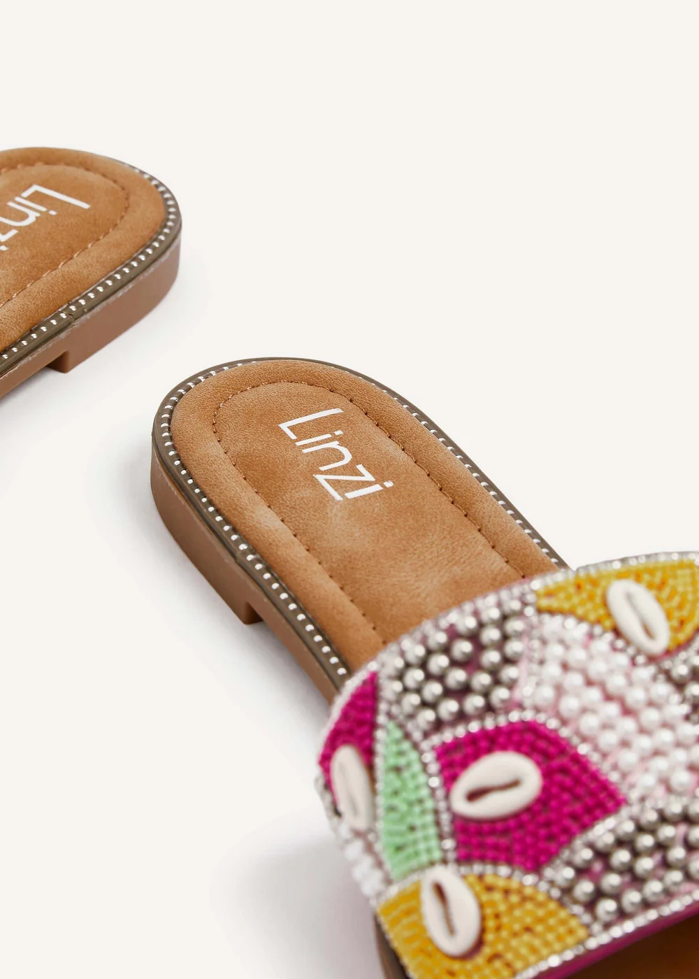 Linzi Seanna Fuchsia and Yellow Embellished Shell Slider - 3 Image 5
