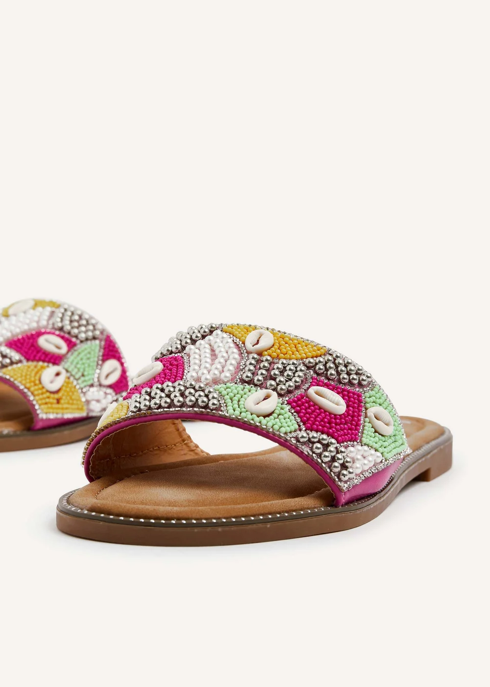 Linzi Seanna Fuchsia and Yellow Embellished Shell Slider - 3 Image 4