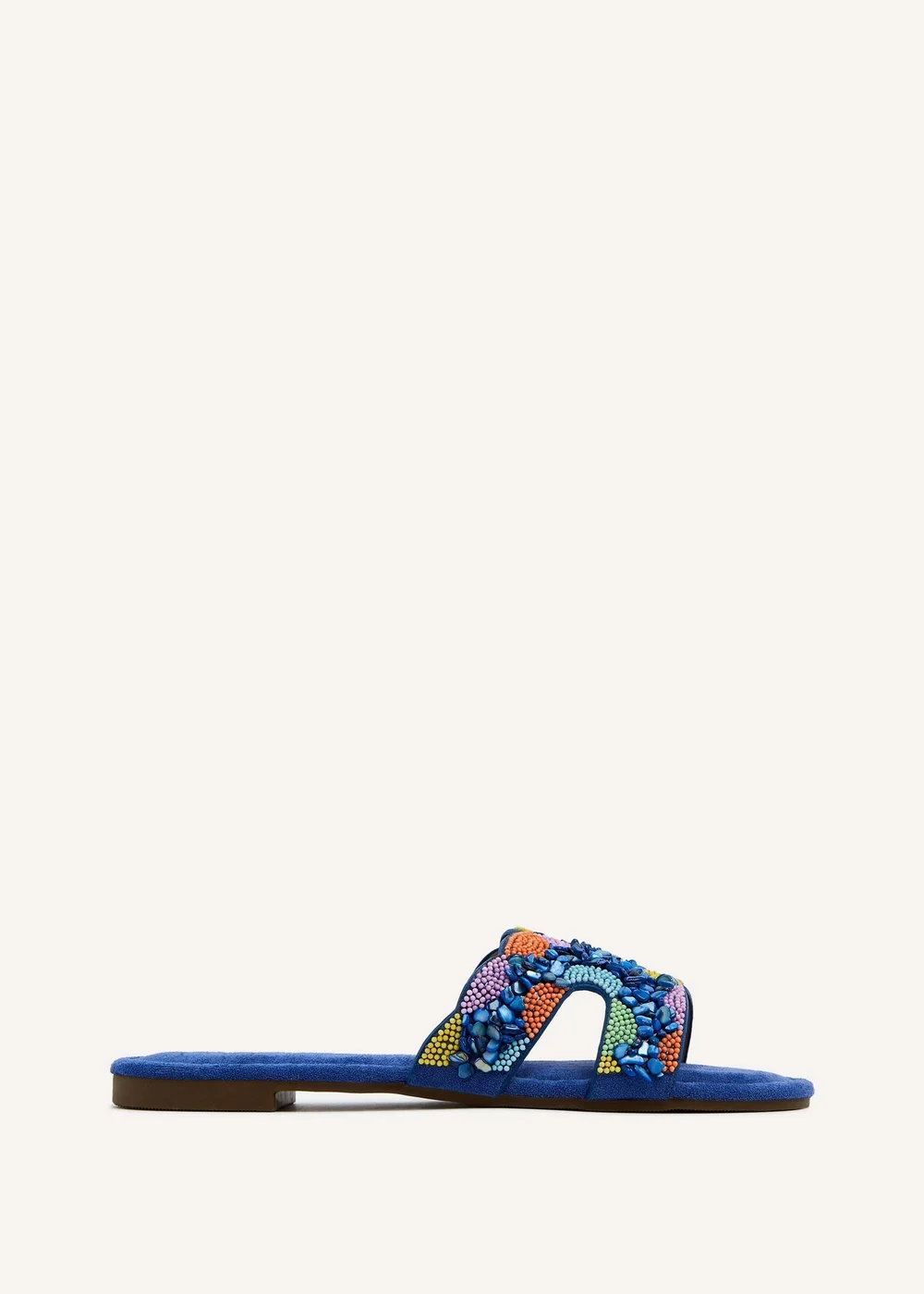 Linzi Zahara Cobalt Blue Faux Suede Embellished Slider Sandal - 3 Image 2