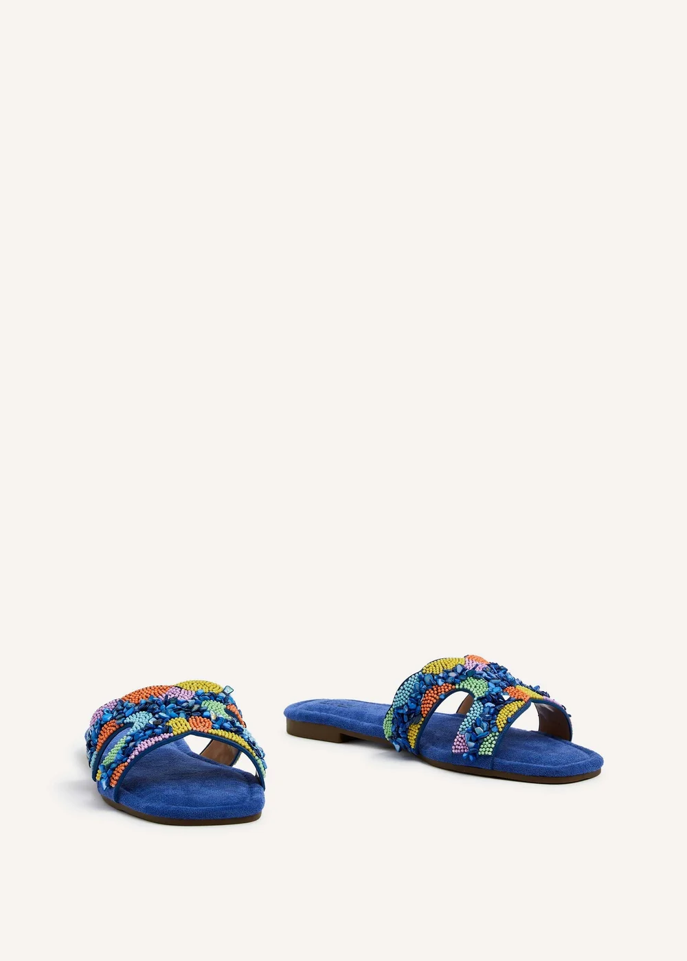 Linzi Zahara Cobalt Blue Faux Suede Embellished Slider Sandal - 3 Image 3