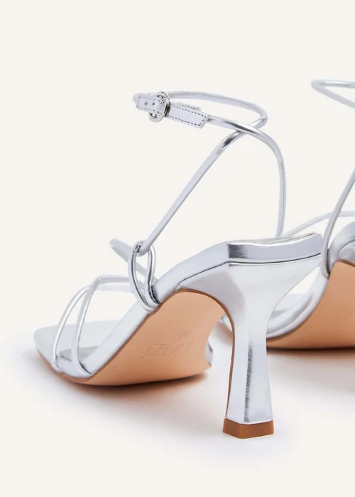 Linzi Vesper Silver Faux Leather Strappy Wrap Around Heeled Sandal - 3 Image 5