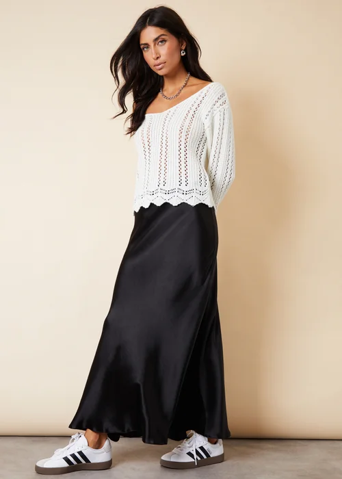 Threadbare Black Ariel Satin Maxi Slip Skirt - Size 8 Image 1
