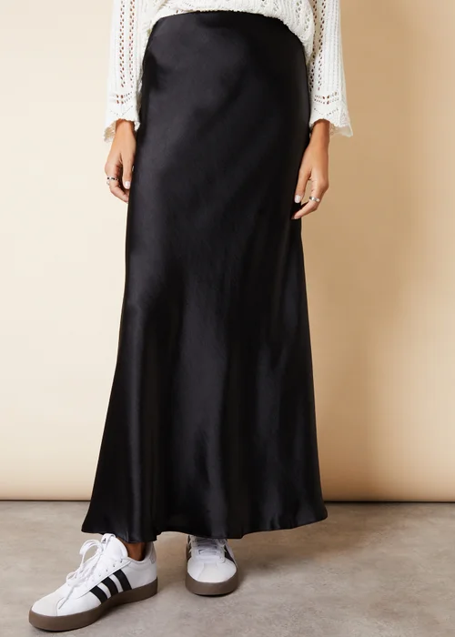Threadbare Black Ariel Satin Maxi Slip Skirt - Size 8 Image 4