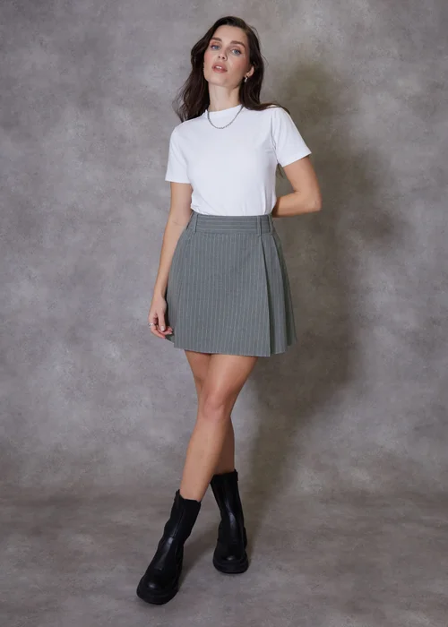 Threadbare Grey Pleated A-Line Mini Skirt - Size 10 Image 3