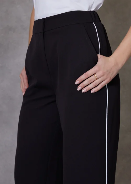 Threadbare Black Blackpool Tailored Trousers With Piping Detail - 10 Image 4