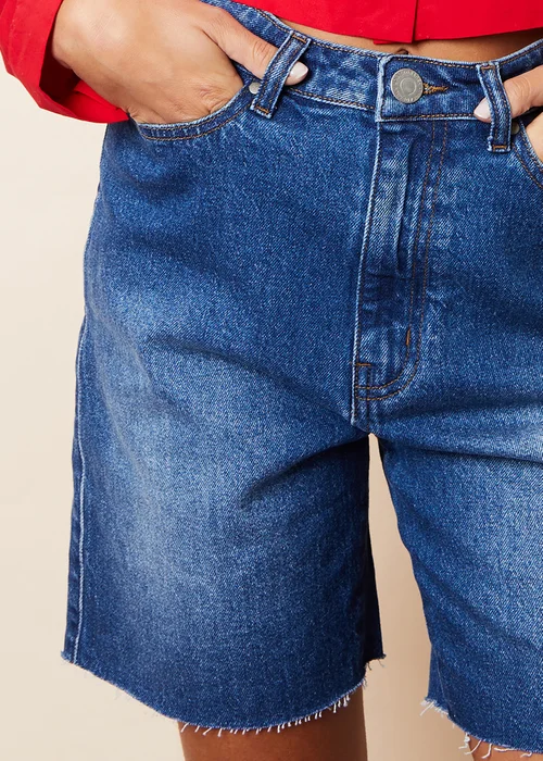 Threadbare Blue Leon Raw Hem Denim Bermuda Shorts - 8 Image 3