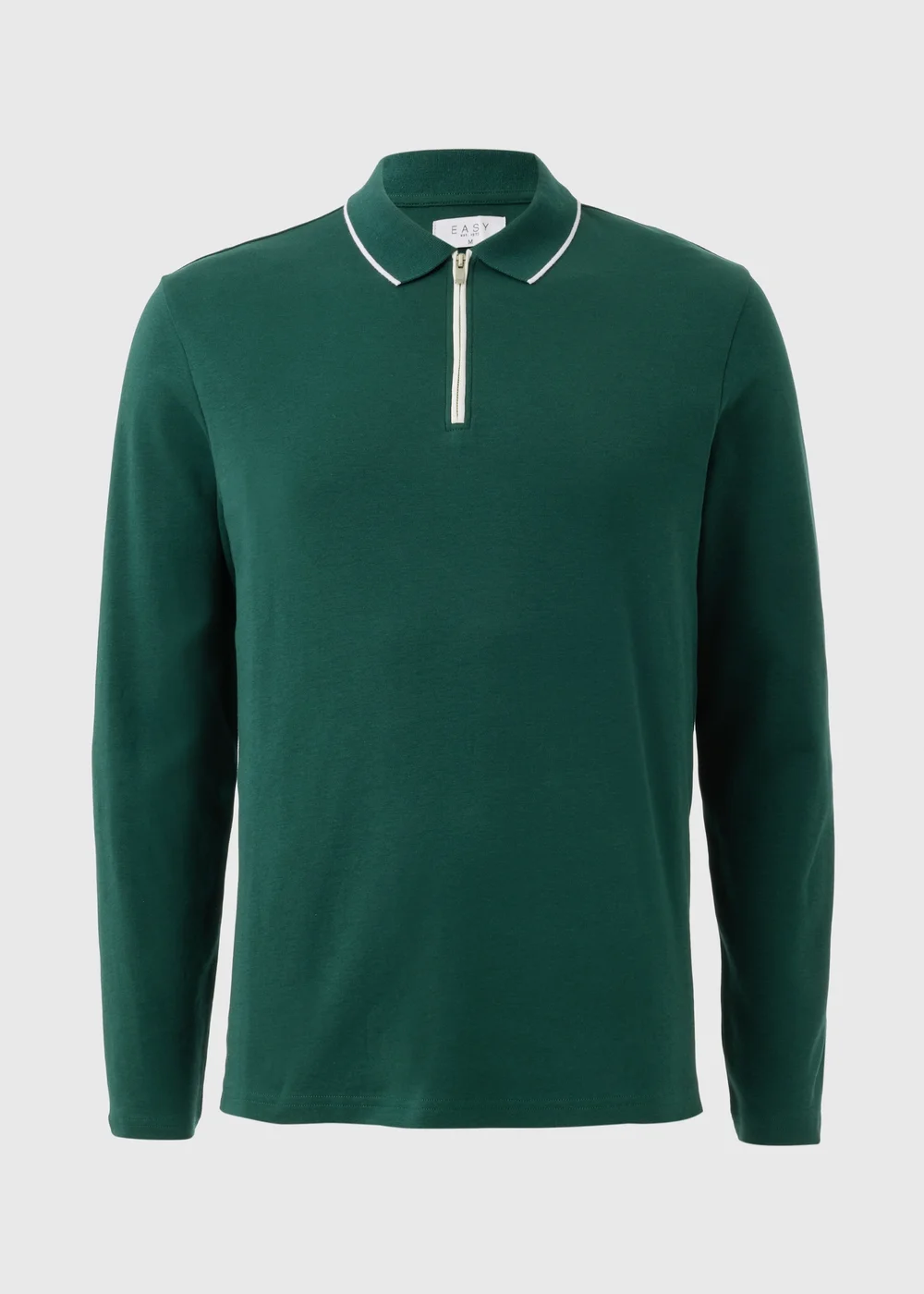 Green Tipped Interlock Long Sleeve Polo Shirt - S Image 3