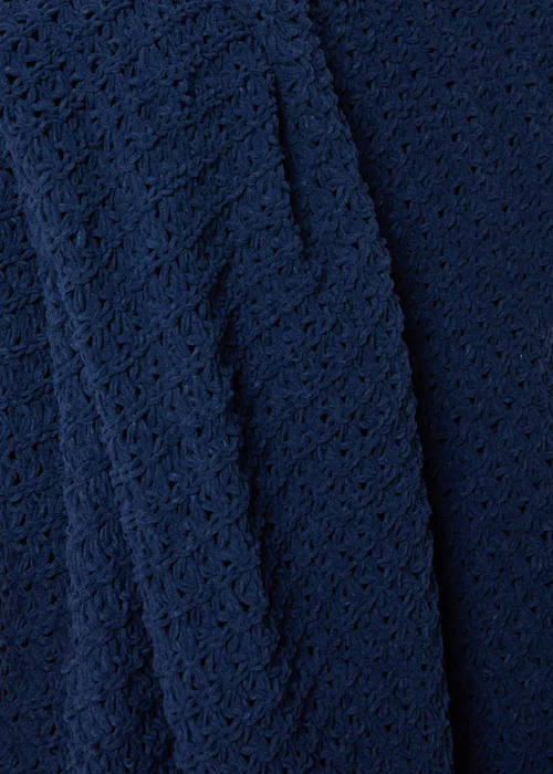 Large Navy Chenille Throw (200cm x 220cm) Image 2