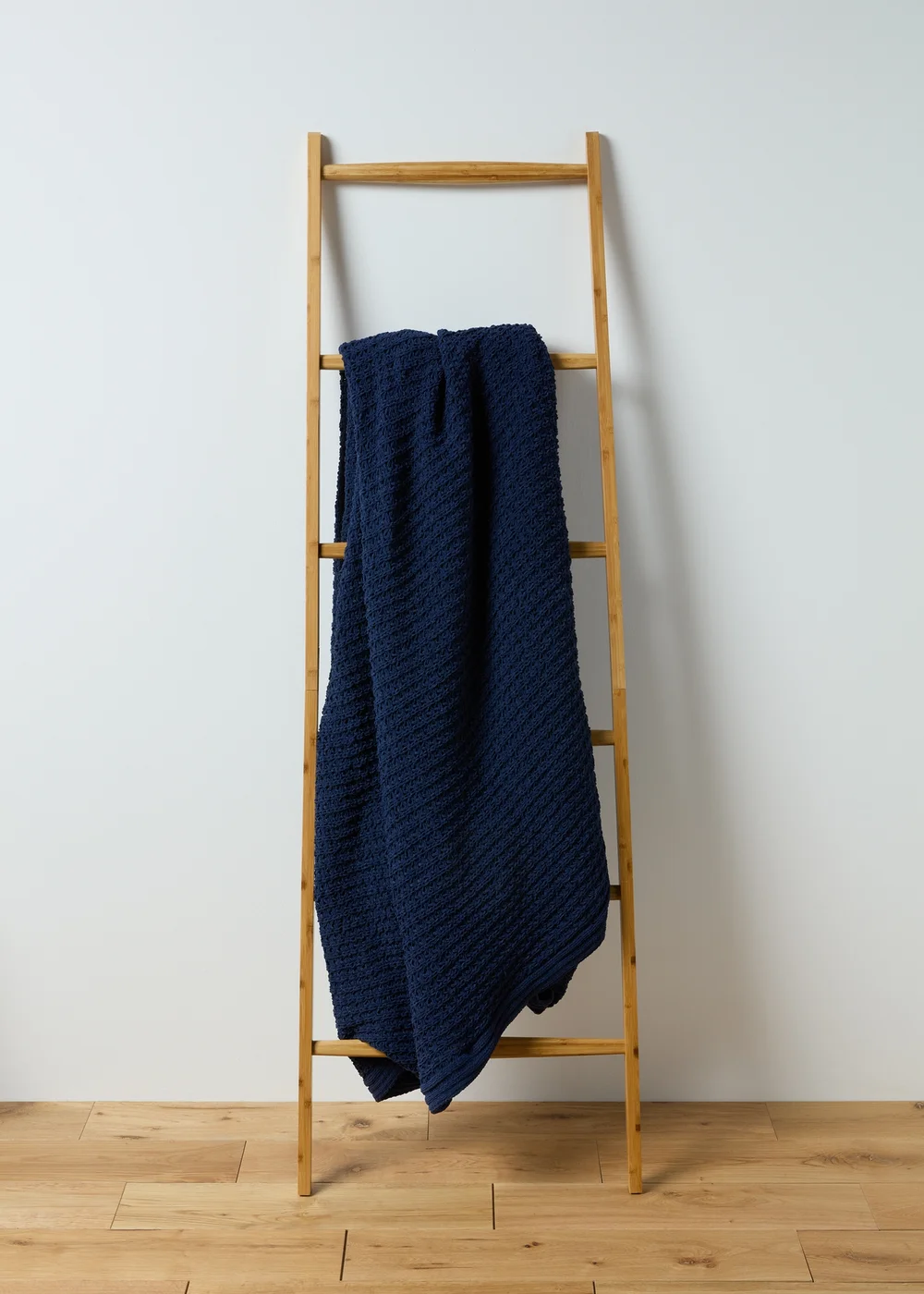Large Navy Chenille Throw (200cm x 220cm) Image 1