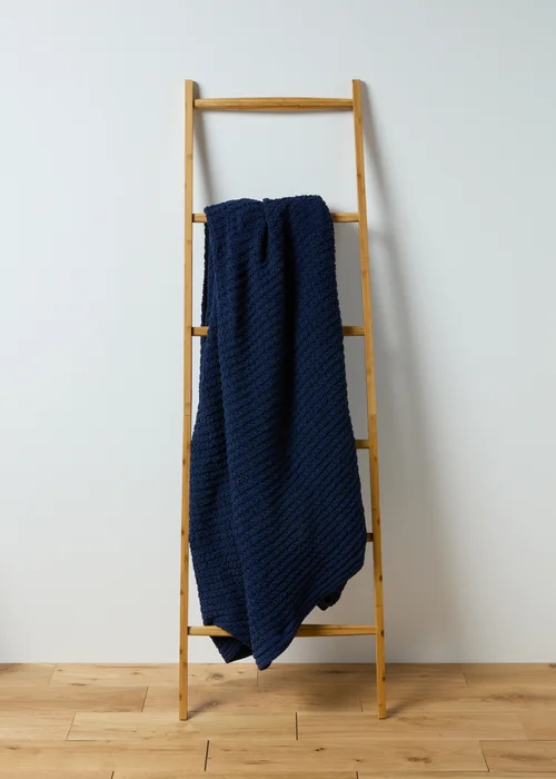 Large Navy Chenille Throw (200cm x 220cm) Image 1