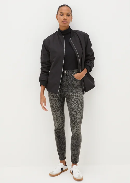 Papaya Petite Grey April Animal Skinny Jeans - 6 Image 1