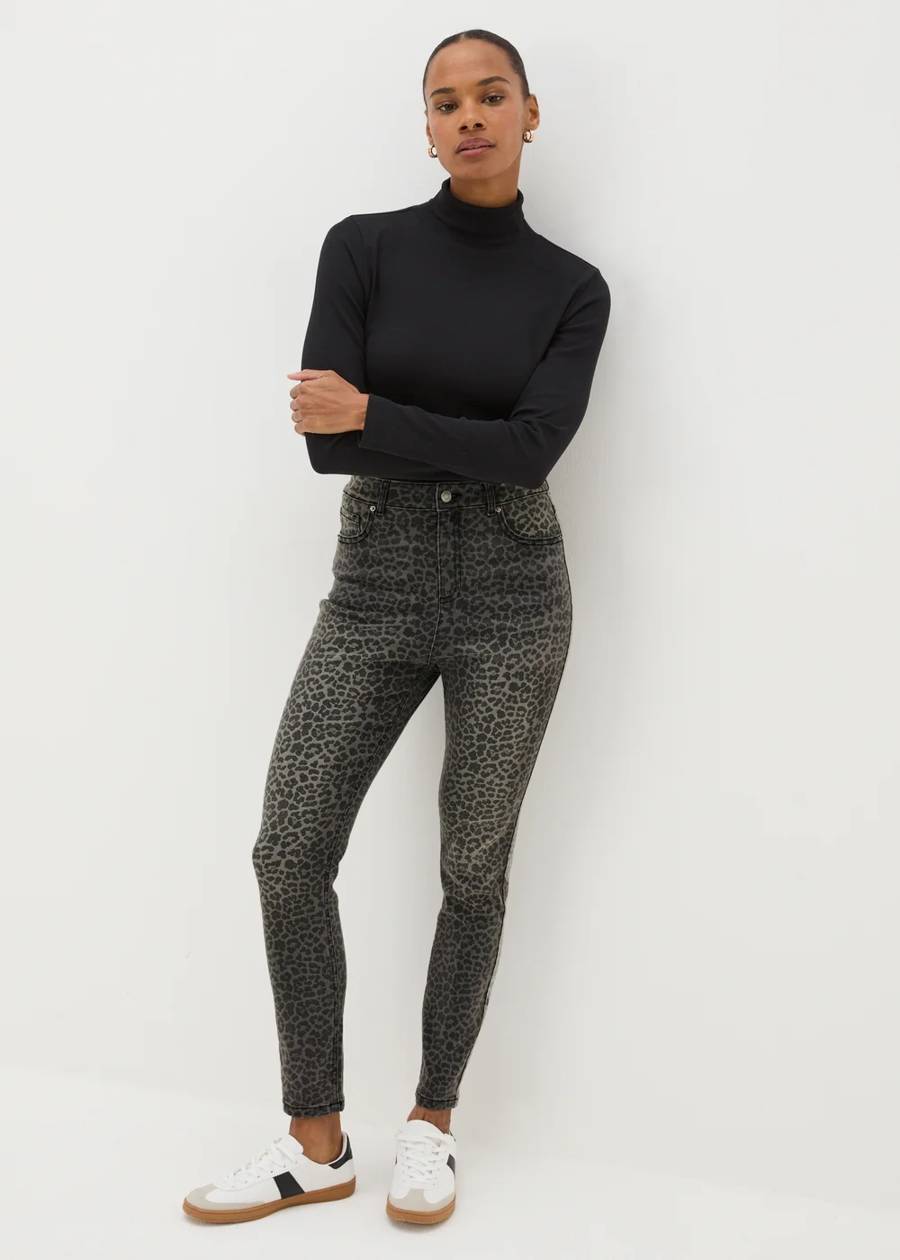 Papaya Petite Grey April Animal Skinny Jeans - 6 Image 2