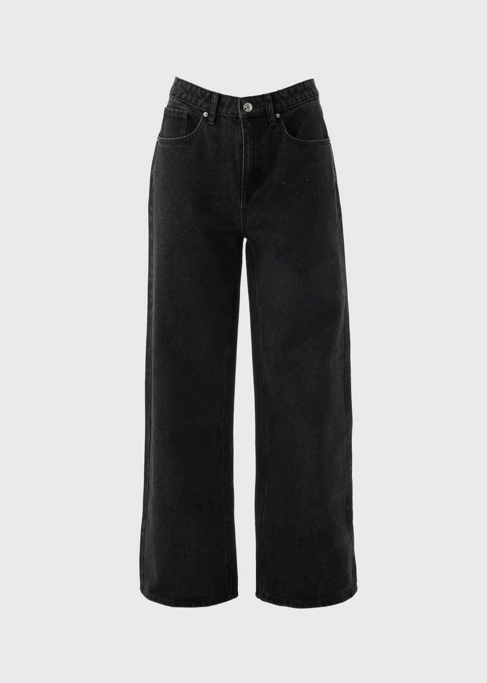 Papaya Petite Black Wide Leg Stud Jeans - 6 Image 4